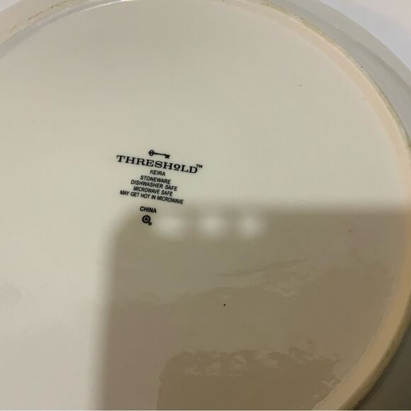 2 Threshold Keira Stoneware Green Patterned Stoneware Dinner Plates 10.5" G18 - Picture 5 of 6